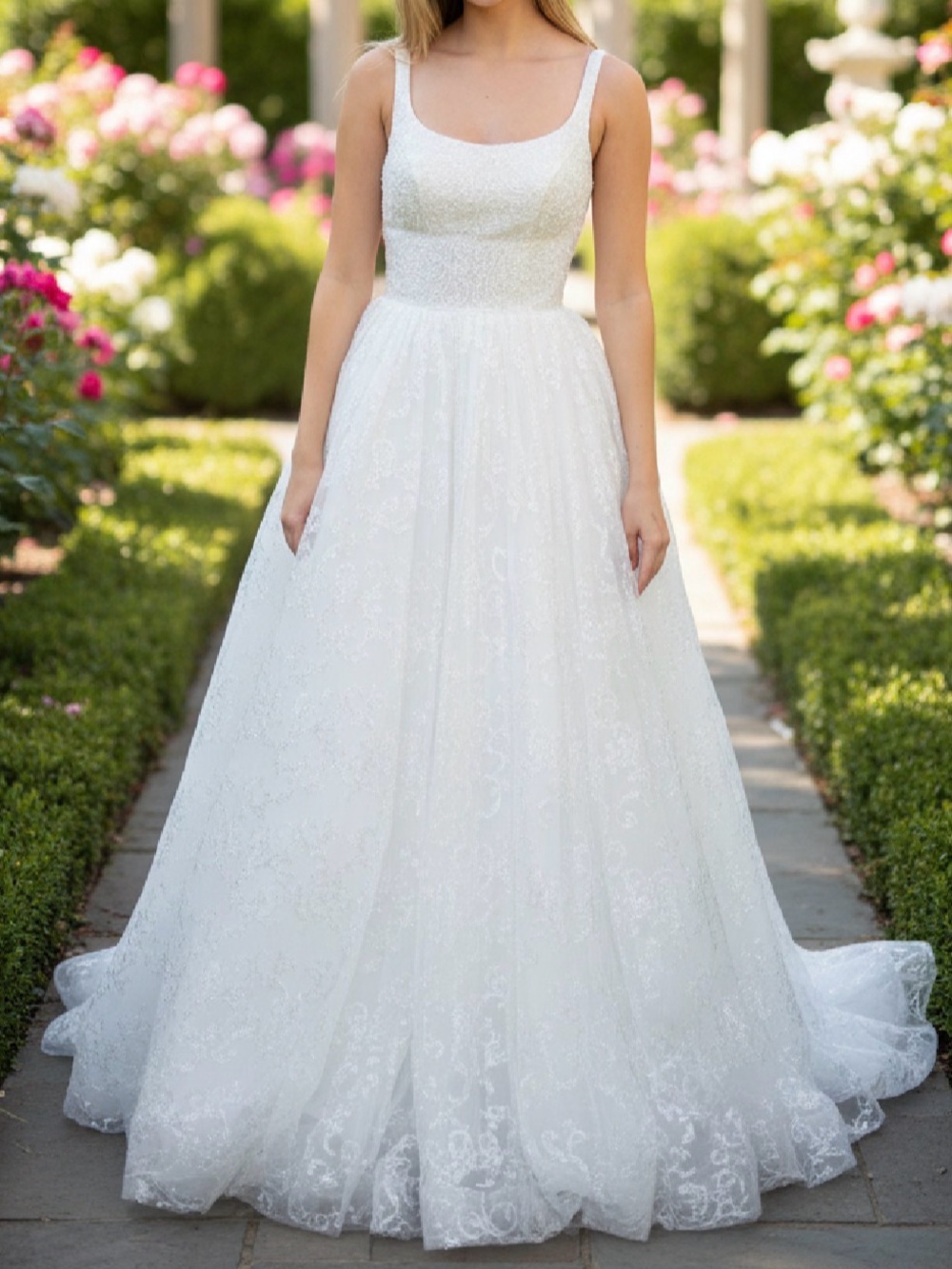 Sherri Hill White Lace Ballgown Wedding Dress
